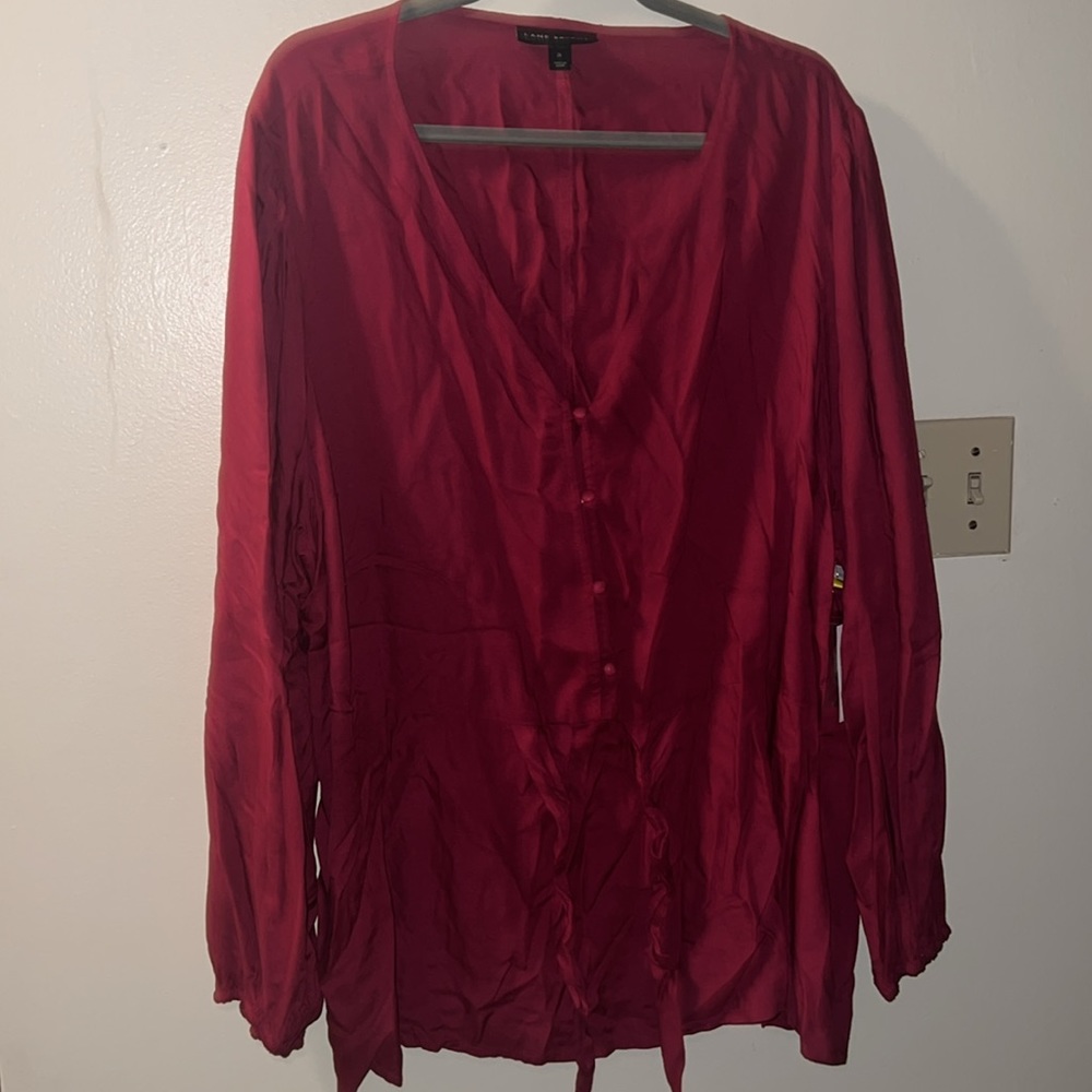 NWT Lane Bryant, maroon plus size button front business casual dress blouse